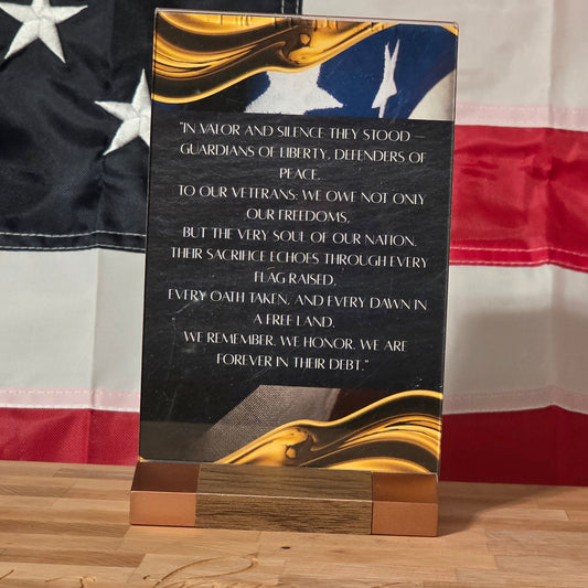 4 x 6 Veteran Support Poem w/Wood & Bronze Base (Vertical)