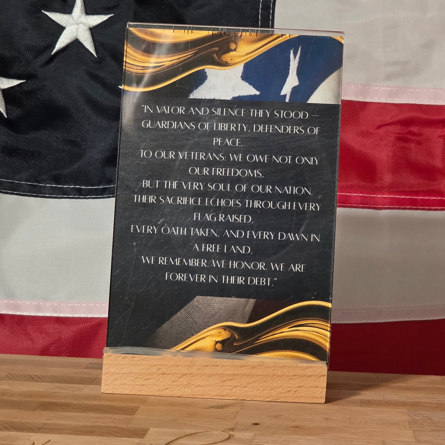 4 x 6 Veteran Support Poem w/Wood Base (Vertical)