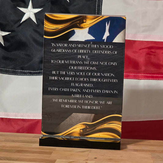 4 x 6 Veteran Support Poem w/Black Base (Vertical)